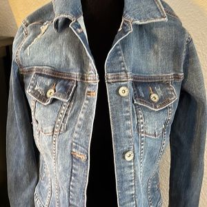 Rock republic jean jacket, distressed, extra small